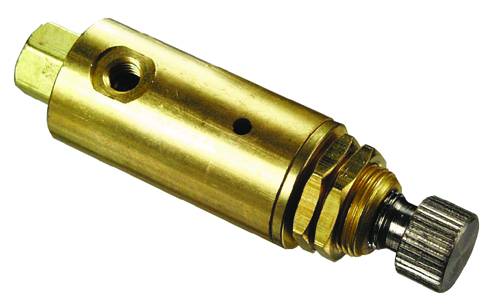 Miniature pressure regulator F/F/ M5 brass knob