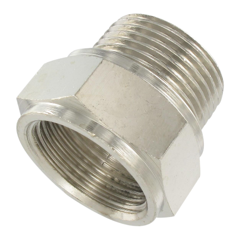 Nickel-plated brass BSP female / male tapered adapter 1/4-1/4