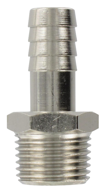 Nickel-plated brass conical male barb connector 1/2-13,5 Standard fittings