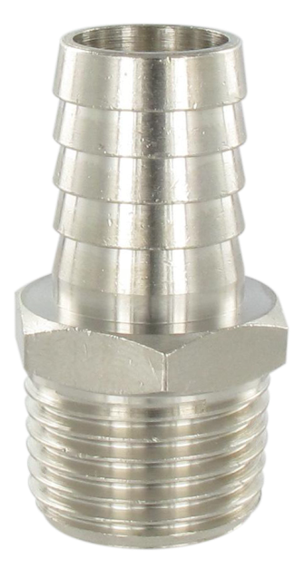 Nickel-plated brass conical male barb connector 1/2-20