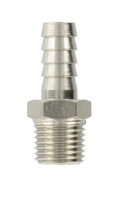 Nickel-plated brass conical male barb connector 1/4-9 Standard fittings