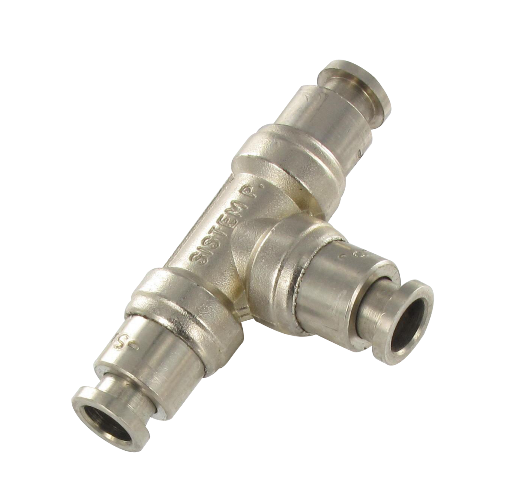 Nickel-plated brass equal and unequal T fittings SISTEM - Push-in fittings in nickel plated brass