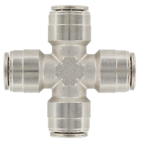 Nickel-plated brass equal cross misting fitting T.3/8 (9.52) Pneumatic push-in fittings