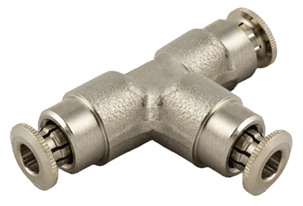 Nickel-plated brass high-pressure T push-in fitting T4 700 - Push-in fittings for high pressure