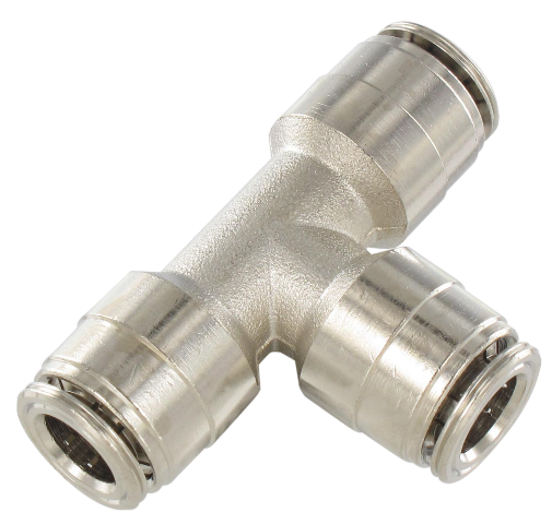 Nickel-plated brass T push-in fittings for misting