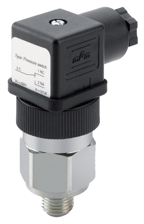 Piston pressure switches with changeover contact (SPDT) for hydraulic applications