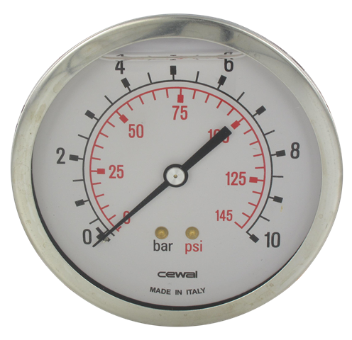 Pressure gauge Ø100 axial connection 1/2 0-10 bar