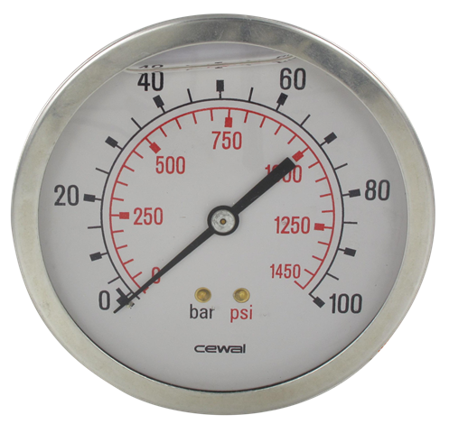 Pressure gauge Ø100 axial connection 1/2 0-100 bar