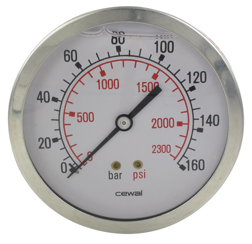 Pressure gauge Ø100 axial connection 1/2 0-160  bar