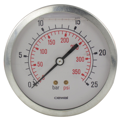 Pressure gauge Ø100 axial connection 1/2 0-25   bar Pneumatic components