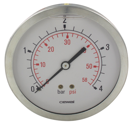 Pressure gauge Ø100 axial connection 1/2 0-4 bar