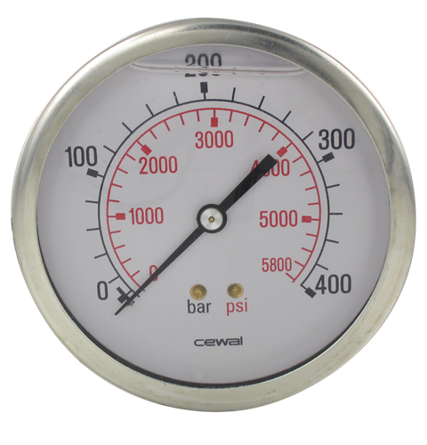 Pressure gauge Ø100 axial connection 1/2 0-400  bar Pneumatic components