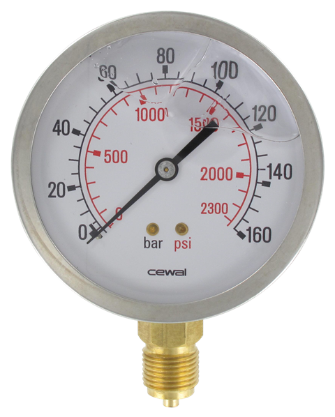 Pressure gauge Ø100 radial connection 1/2 0-160 bar