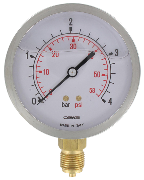 Pressure gauge Ø100 radial connection 1/2 0-4 bar Pneumatic components