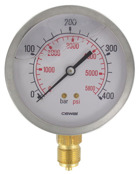 Pressure gauge Ø100 radial connection 1/2 0-400 bar Pneumatic components