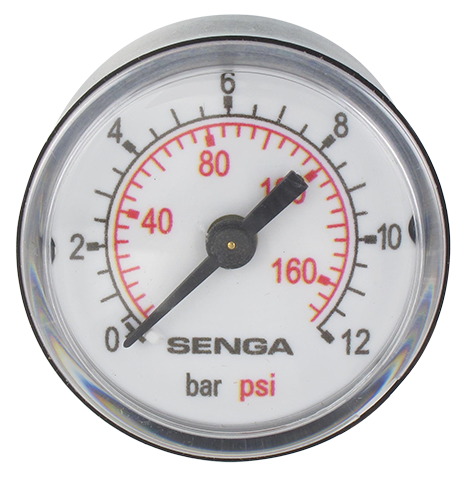 Pressure gauge Ø40 axial connection 1/8 0-12 bar