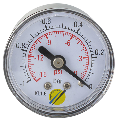 Pressure gauge Ø40 axial connection 1/8  -1-0 bar Pressure gauges
