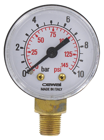 Pressure gauge Ø40 radial connection 1/8 0-10 bar