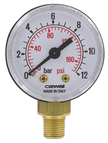 Pressure gauge Ø40 radial connection 1/8 0-12 bar