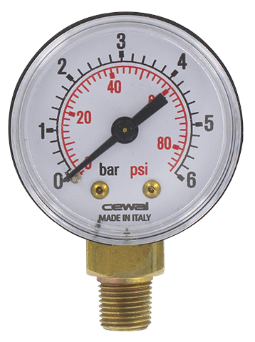 Pressure gauge Ø40 radial connection 1/8 0-6 bar