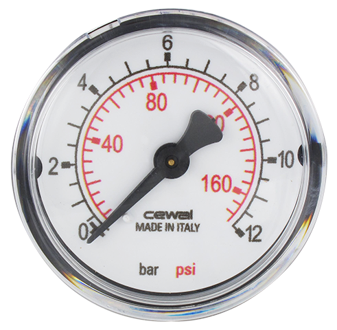Pressure gauge Ø50 axial connection 1/4 0-12 bar