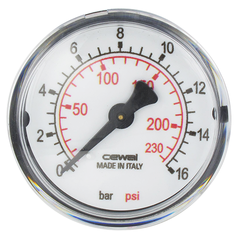 Pressure gauge Ø50 axial connection 1/4 0-16 bar Pneumatic components