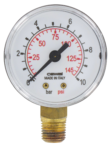 Pressure gauge Ø50 radial connection 1/4 0-10 bar