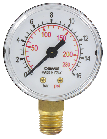 Pressure gauge Ø50 radial connection 1/4 0-16 bar