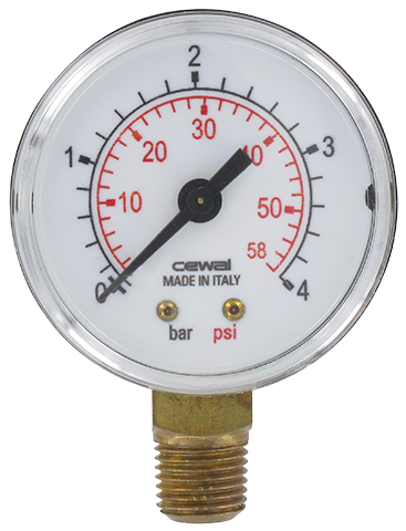 Pressure gauge Ø50 radial connection 1/4 0-4 bar Pneumatic components