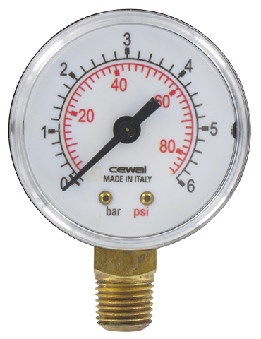Pressure gauge Ø50 radial connection 1/4 0-6 bar