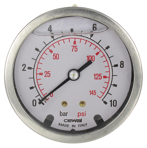 Pressure gauge Ø63 axial connection 1/4 - 0-10 bar Pneumatic components