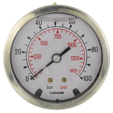 Pressure gauge Ø63 axial connection 1/4 - 0-100 bar Pneumatic components