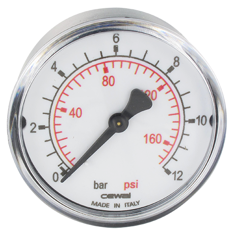 Pressure gauge Ø63 axial connection 1/4 0-12 bar Pneumatic components