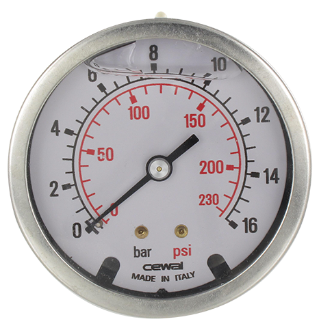 Pressure gauge Ø63 axial connection 1/4 - 0-16 bar Pneumatic components