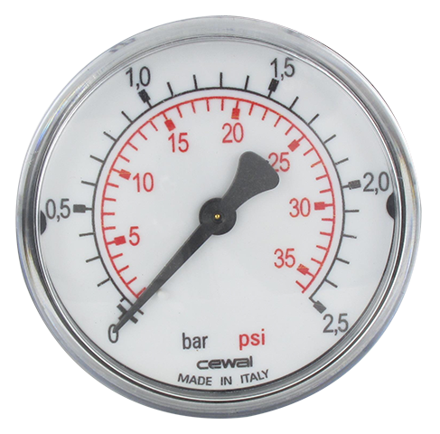 Pressure gauge Ø63 axial connection 1/4 0-2,5 bar Pneumatic components