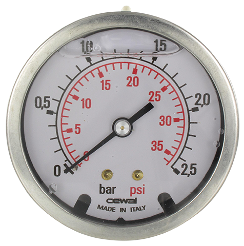 Pressure gauge Ø63 axial connection 1/4 - 0-2,5 bar Pneumatic components