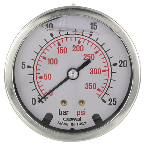 Pressure gauge Ø63 axial connection 1/4 - 0-25 bar Pneumatic components