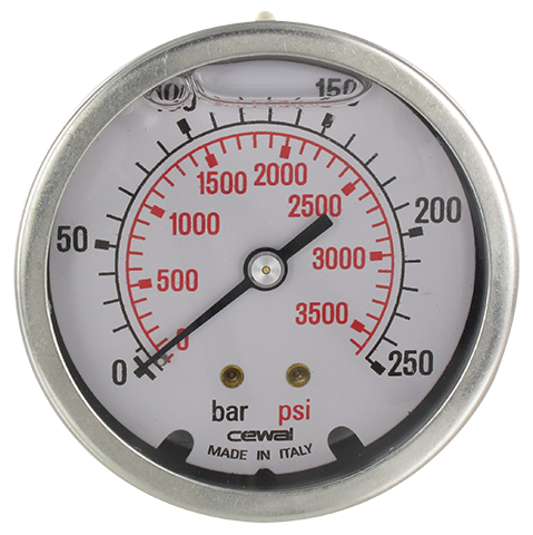 Pressure gauge Ø63 axial connection 1/4 - 0-250 bar Pneumatic components