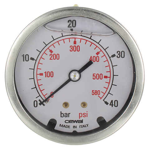 Pressure gauge Ø63 axial connection 1/4 - 0-40 bar Pneumatic components