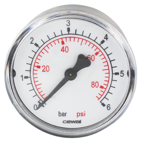 Pressure gauge Ø63 axial connection 1/4 0-6 bar