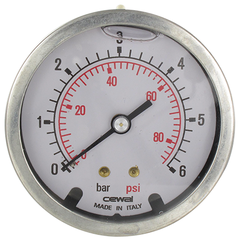 Pressure gauge Ø63 axial connection 1/4 - 0-6 bar