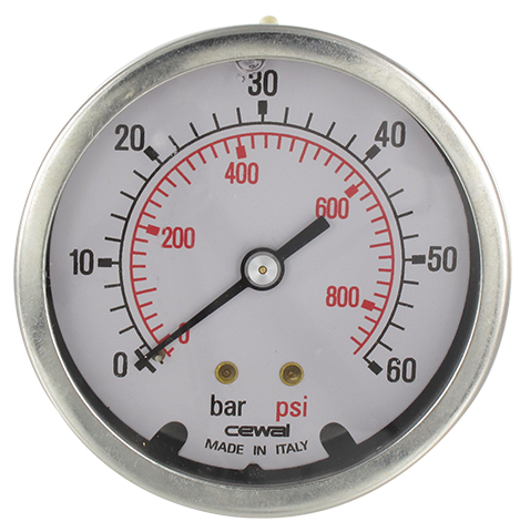 Pressure gauge Ø63 axial connection 1/4 - 0-60 bar