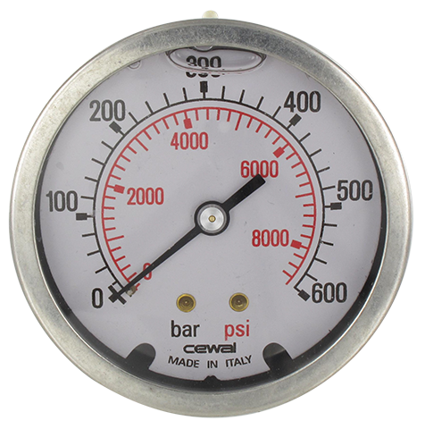 Pressure gauge Ø63 axial connection 1/4 - 0-600 bar Pneumatic components
