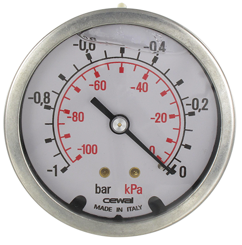 Pressure gauge Ø63 axial connection 1/4  -1-0 bar
