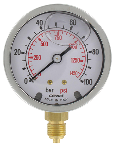 Pressure gauge Ø63 radial connection 1/4 0-100 bar
