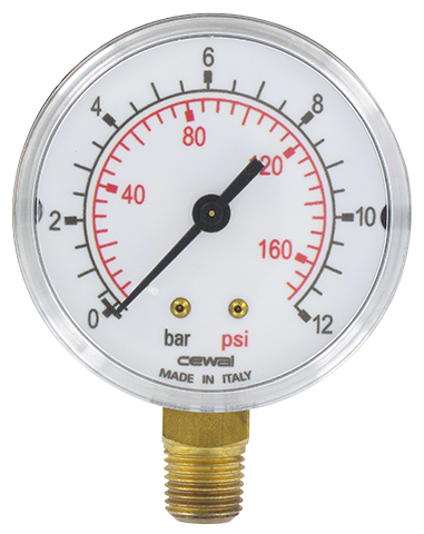Pressure gauge Ø63 radial connection 1/4 0-12 bar