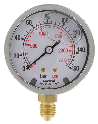 Pressure gauge Ø63 radial connection 1/4 0-160 bar