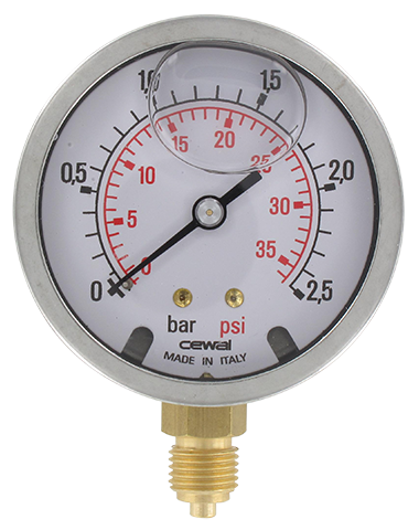 Pressure gauge Ø63 radial connection 1/4 0-2,5 bar