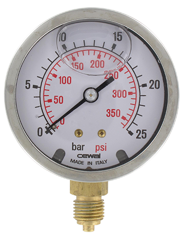 Pressure gauge Ø63 radial connection 1/4 0-25 bar