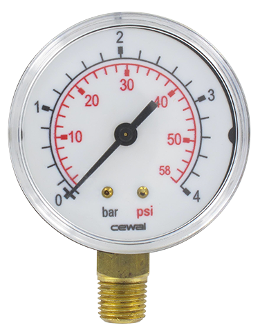 Pressure gauge Ø63 radial connection 1/4 0-4 bar